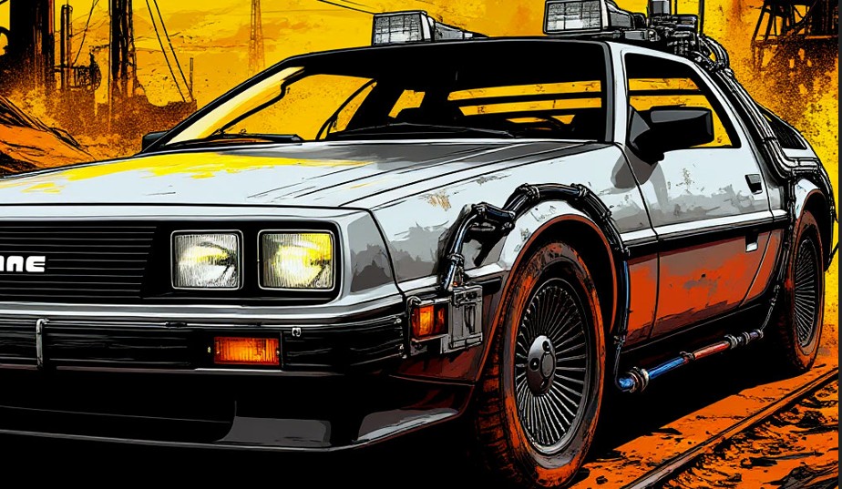 Автомобиль DeLorean — машина времени из кино — на фоне заката yradar.ru