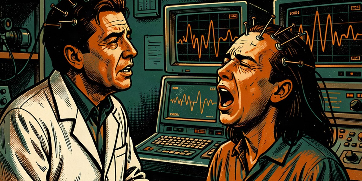 Учёный наблюдает за зевком добровольца с датчиками yradar.ru